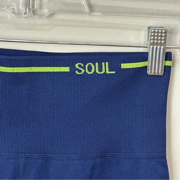 Soul X SoulCycle Seamless Leggings Navy Blue with Green Stripe - Picture 5 of 7